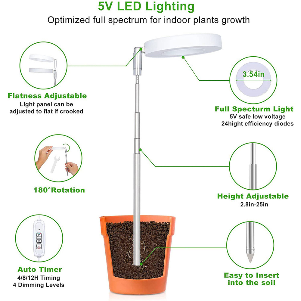 White Full Spectrum LED Grow Light with Telescopic Stake for Indoor Plants โ image 5
