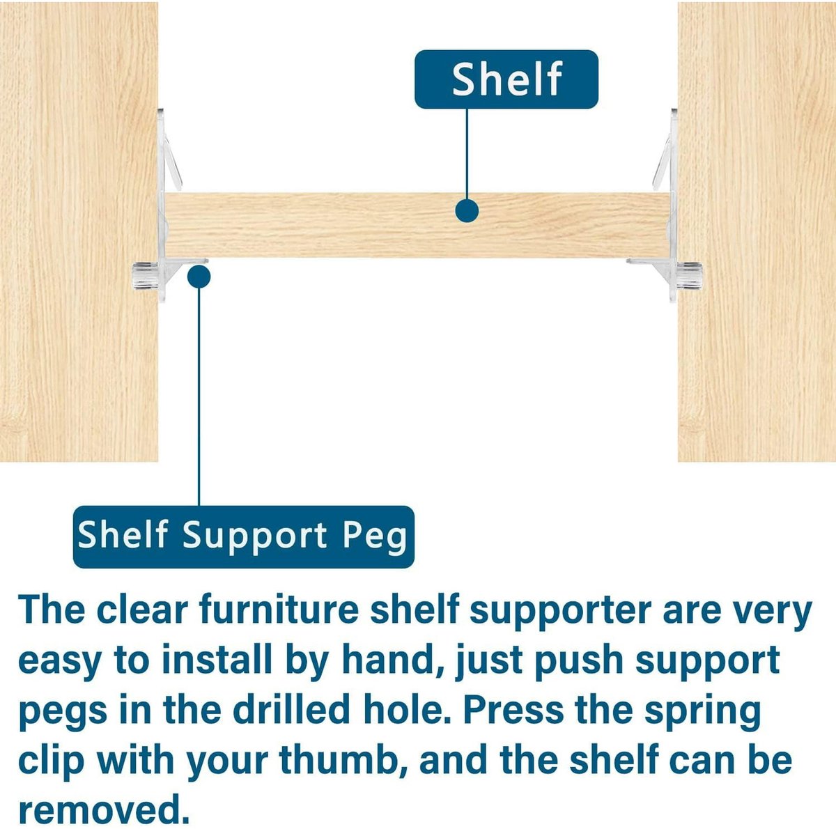 Support nails - 20 plastic shelf support nails with snap closure - 6 mm shelf nails - self-locking bracket clips - transparent shelf nails - suitable for — image 2