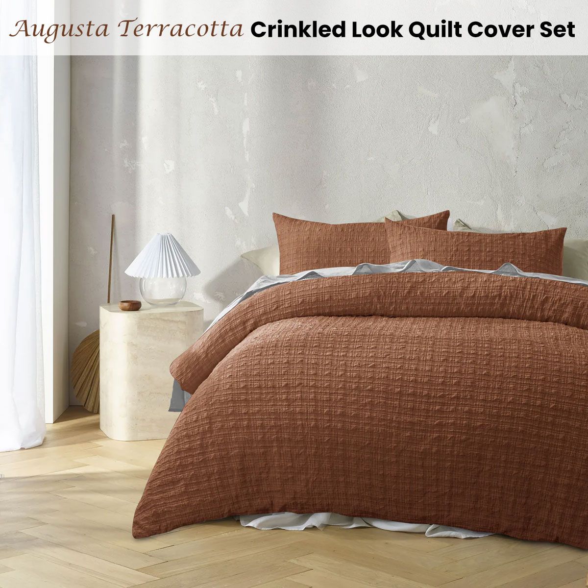 Accessorize Augusta Terracotta Crinkled Look Quilt Cover Set Double — image 2