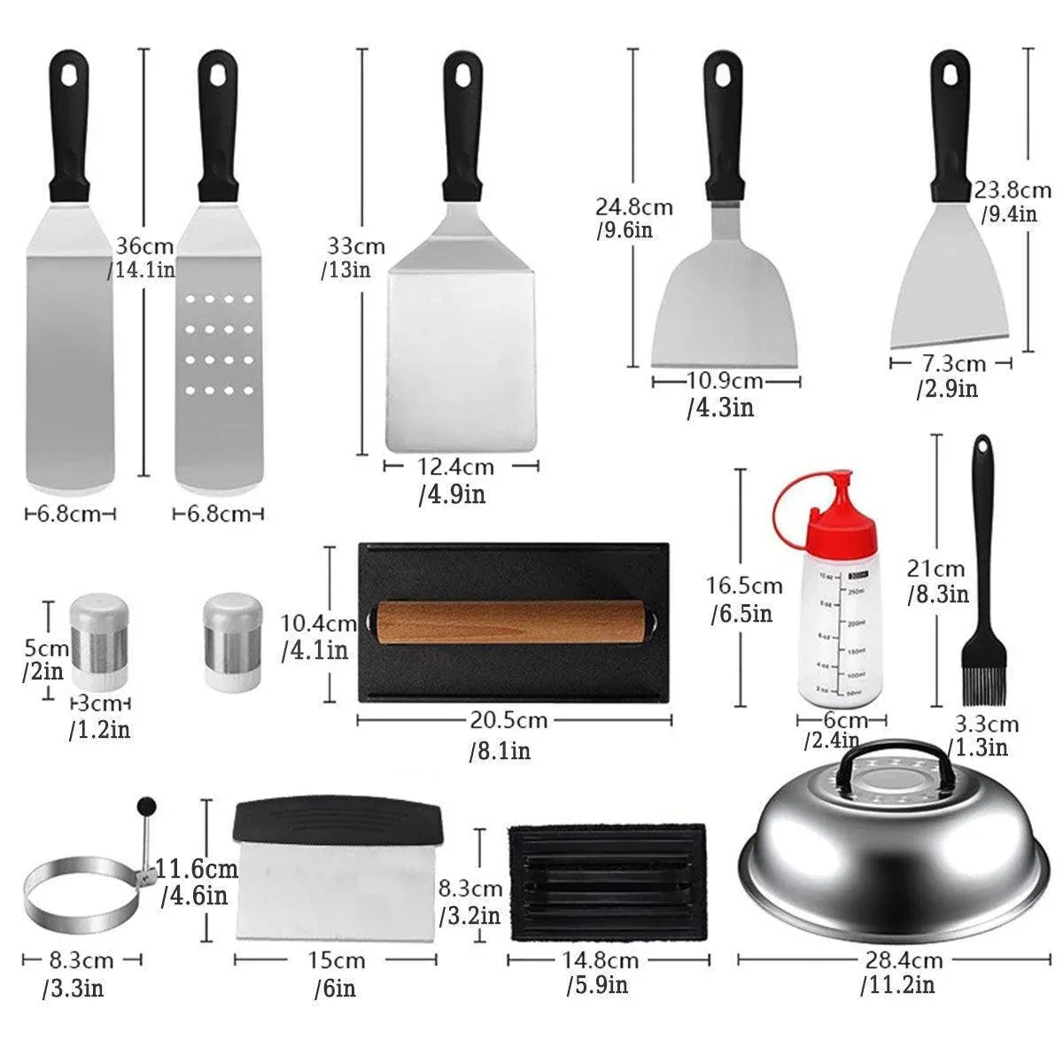 17 Piece BBQ Grill Tools Set Outdoor Barbecue Spatula Shovel Stainless Steel Kit — image 3