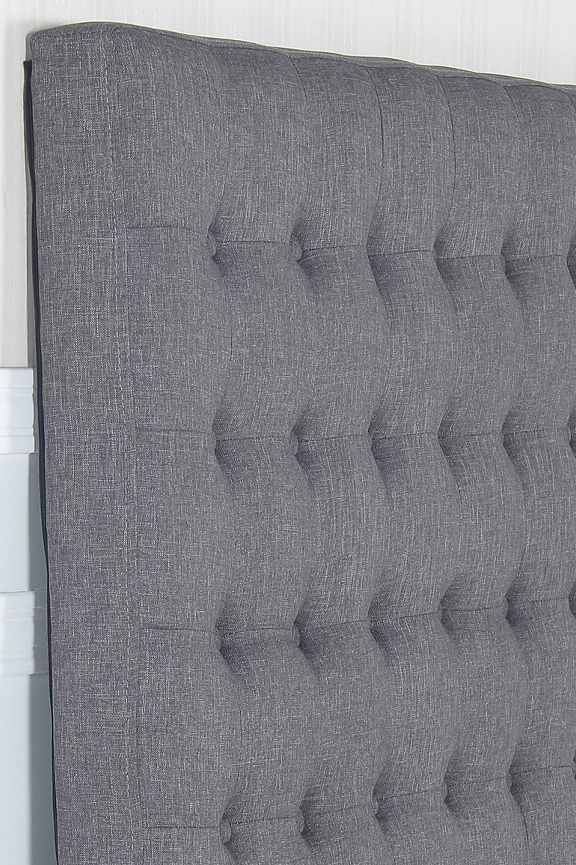 Bed Head Double Charcoal Headboard Upholstery Fabric Tufted Buttons — image 4