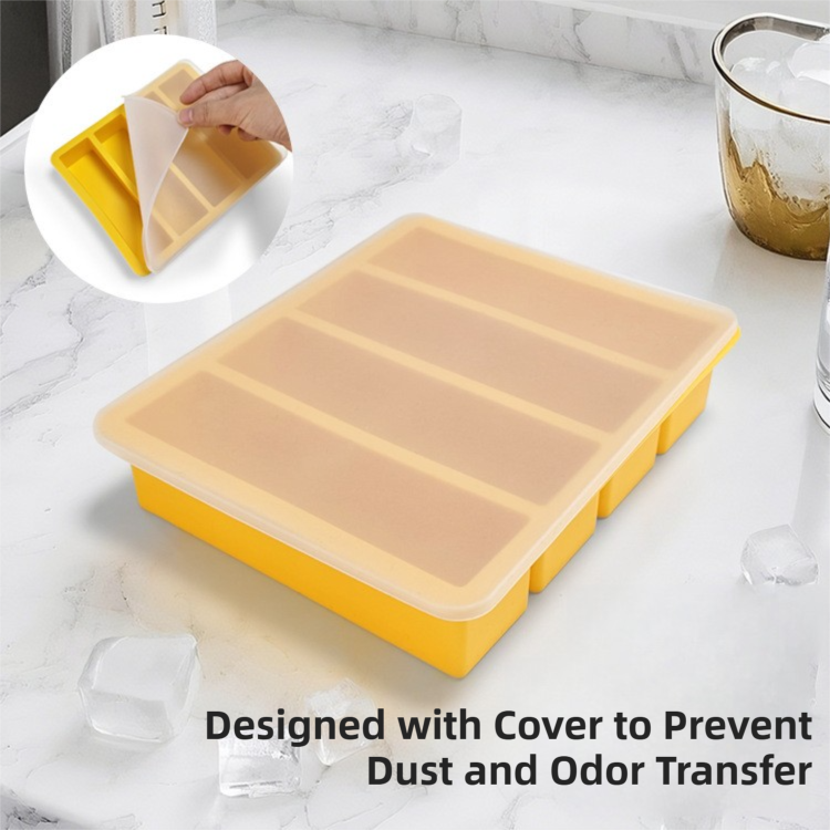2-Packs Pink Flexible 4-Grid Silicone Long Ice Cube Tray with Lid - Easy Release Reusable Mold for Narrow Bottles & Cocktails โ image 4