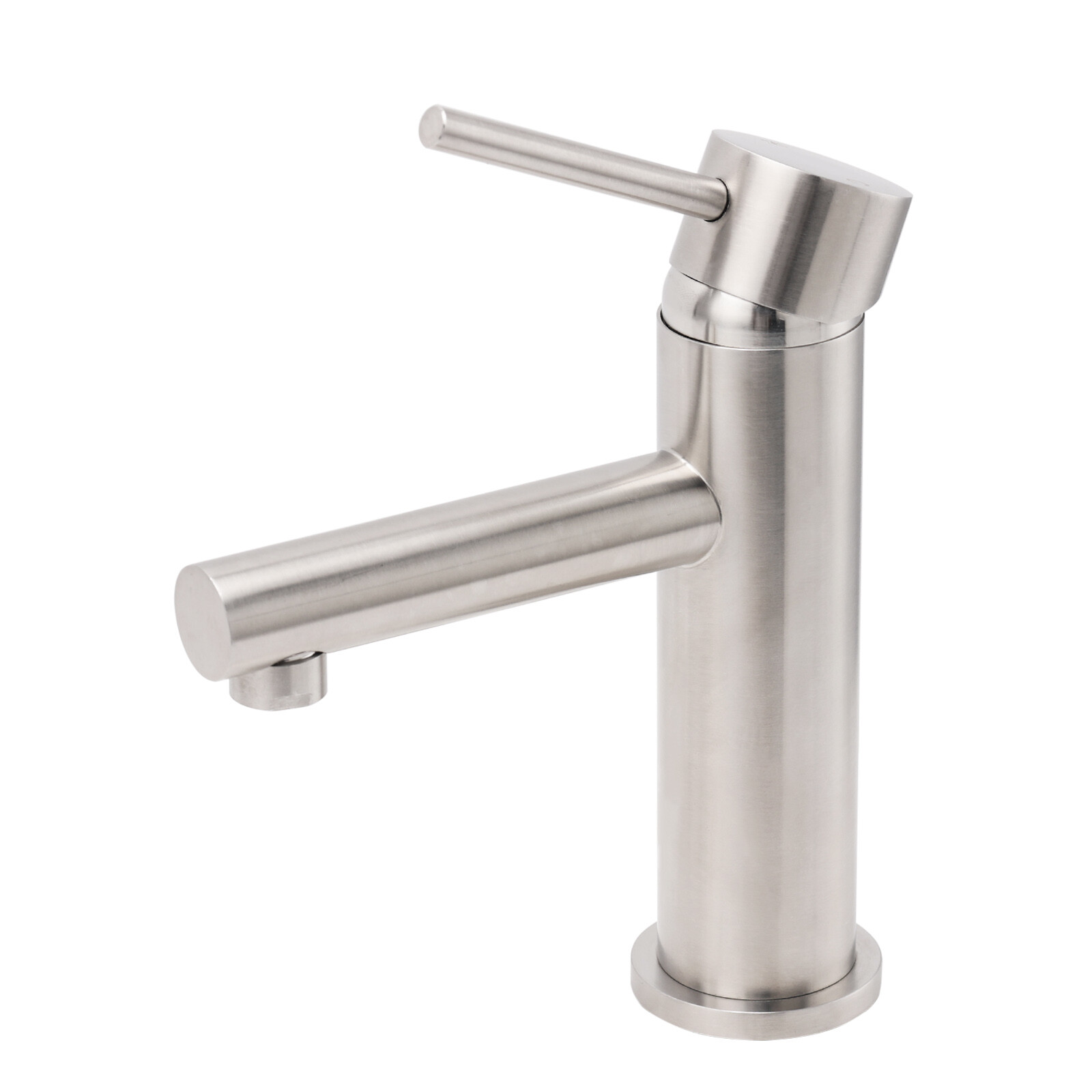 Brushed Nickel Basic Round Bathroom Basin Mixer Laundry Vanity Sink Faucet Tap โ image 3