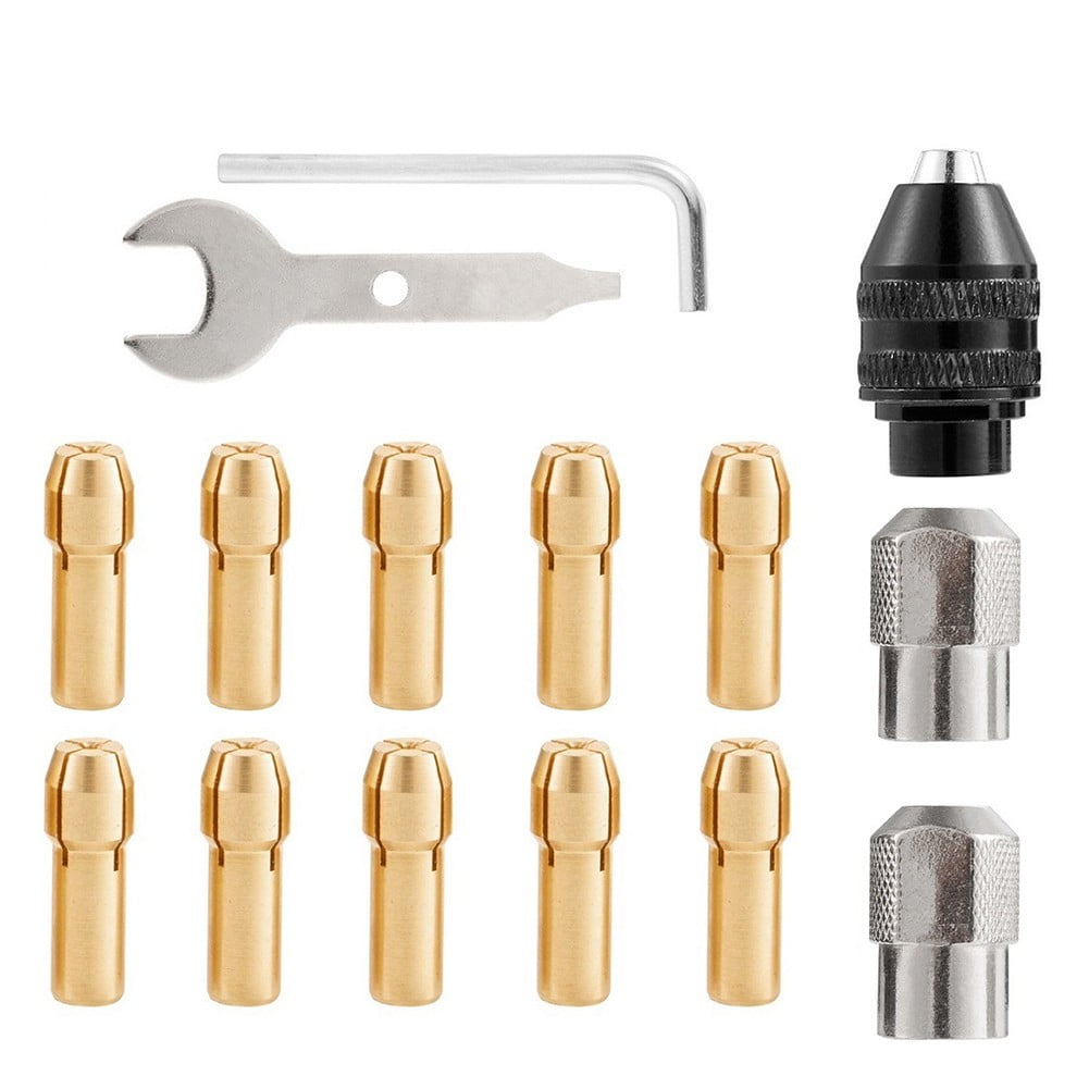 15Pcs Drill Chuck Collet Set For Dremel, 1/32" To 1/8" Replacement 4486 Drill Keyless Bit Chuck Shank Rotary Tool Quick Change Fangkenuo — image 6