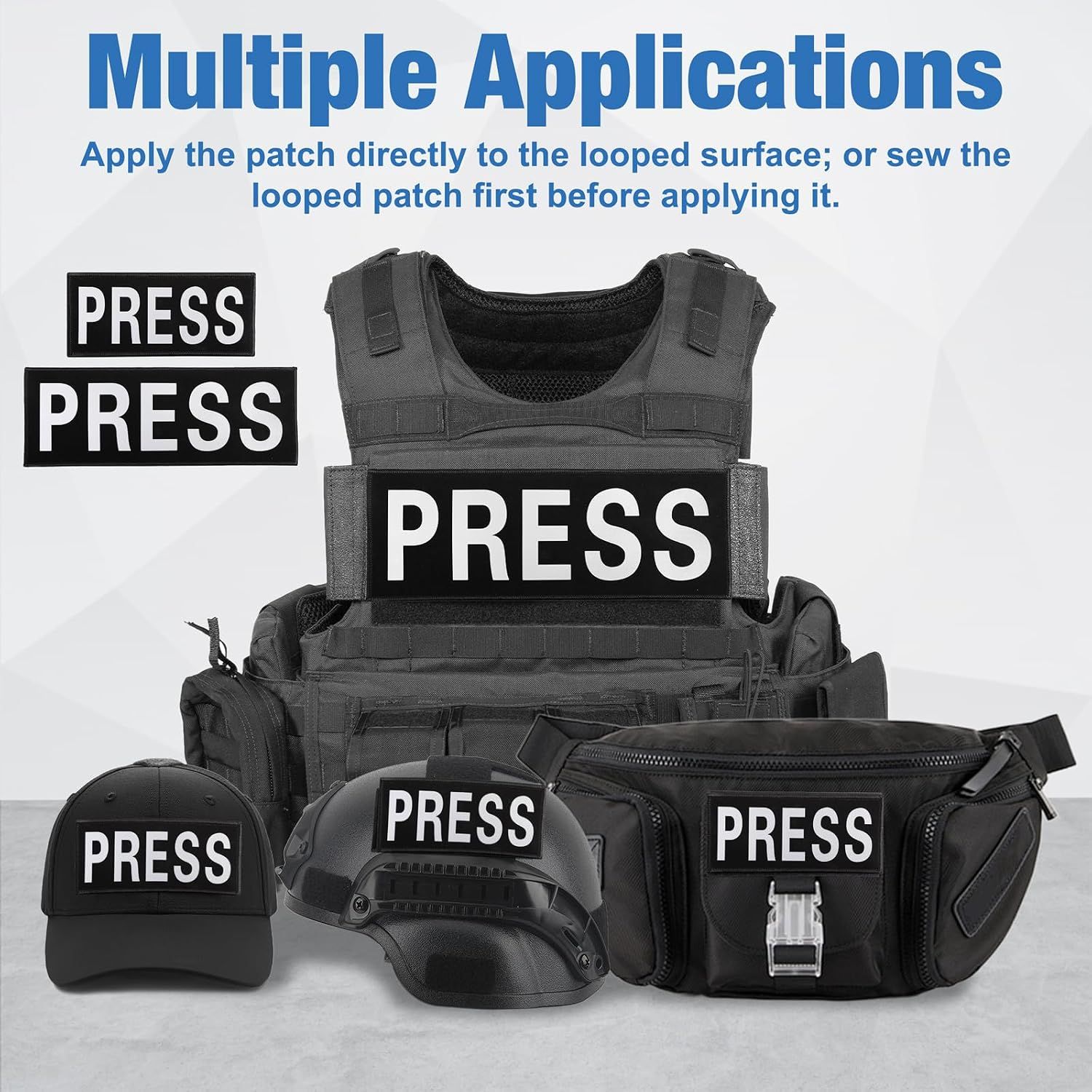 2 PCS Reflective Press Patch Night Vision & Reflective Printed Letters Patches with Hook & Loop for Guard Vest Jacket Back Panel, Small (5.7" x 2.5"), Large — image 5