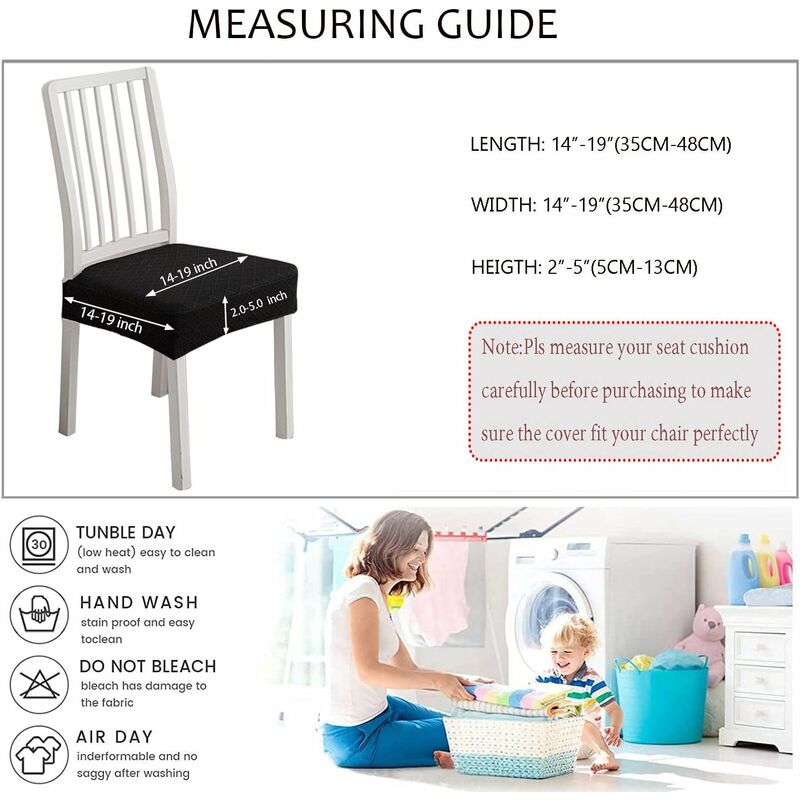 Diamond Lattice Waterproof Seat Covers For Dining ROom Chairs, Stretch Kitchen Chair Covers For Dining ROom, Seat — image 3