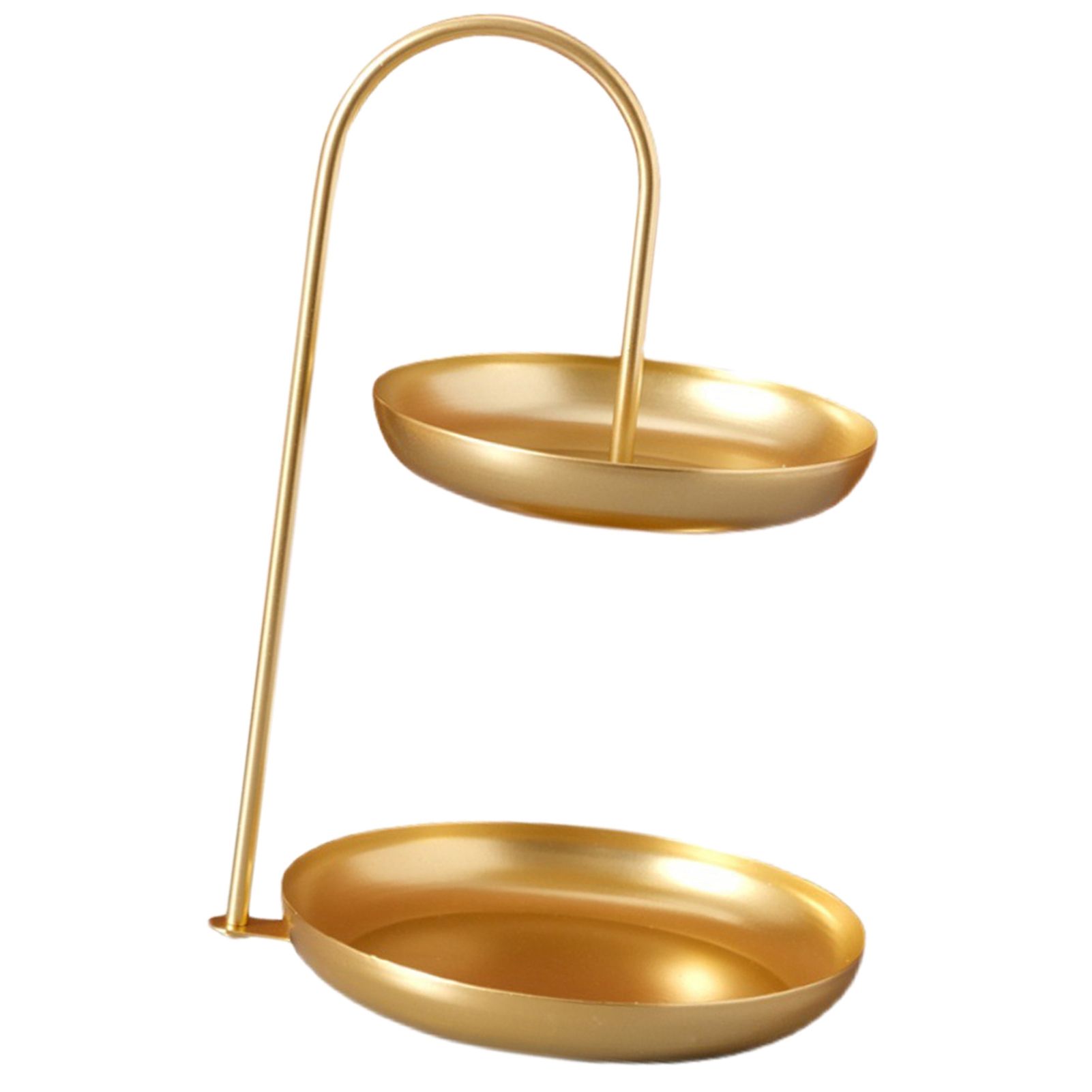 2 Tier Iron Fruit Serving Tray Waterproof Multi Tier Storage Platter for Coffee Table Party Gold — image 3