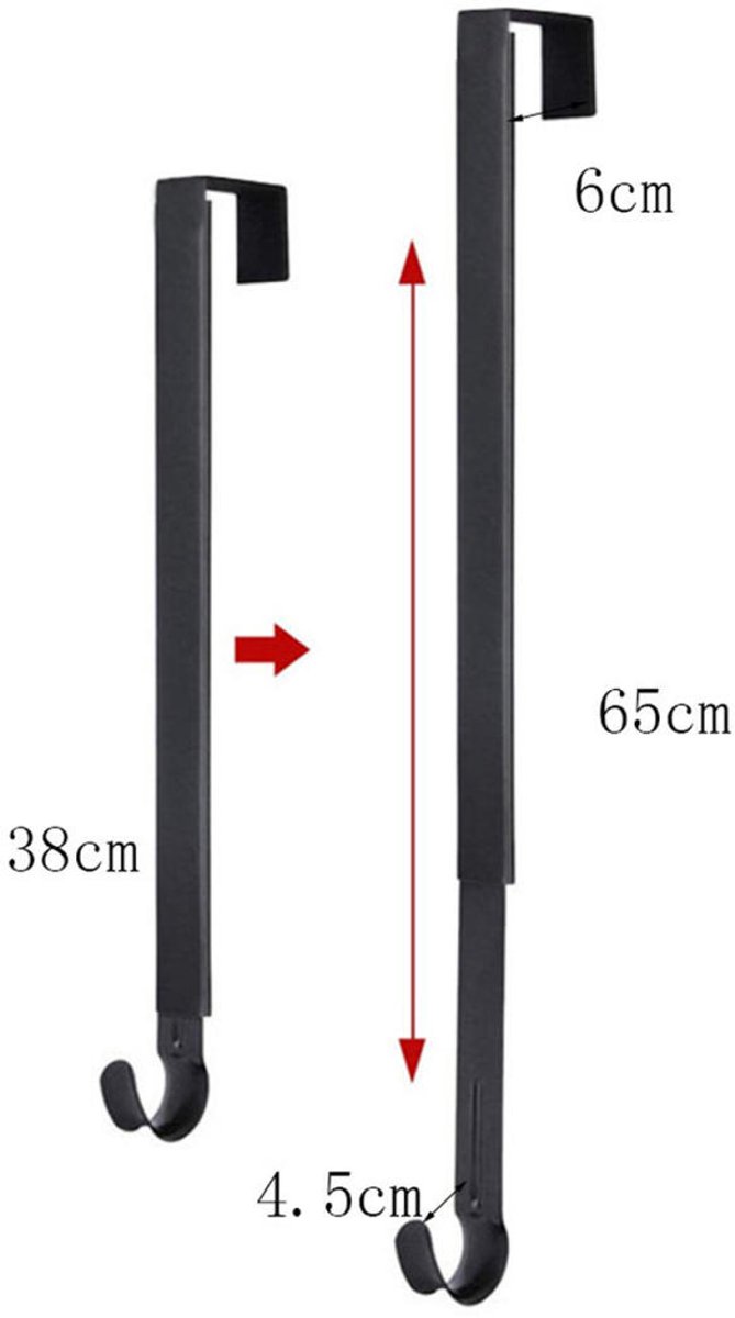 Wreath hanger - 1 piece - Christmas wreath hanger - adjustable from 38 to 65 cm - Wreath hanger for front door - Hooks - door hanger - hanging — image 5