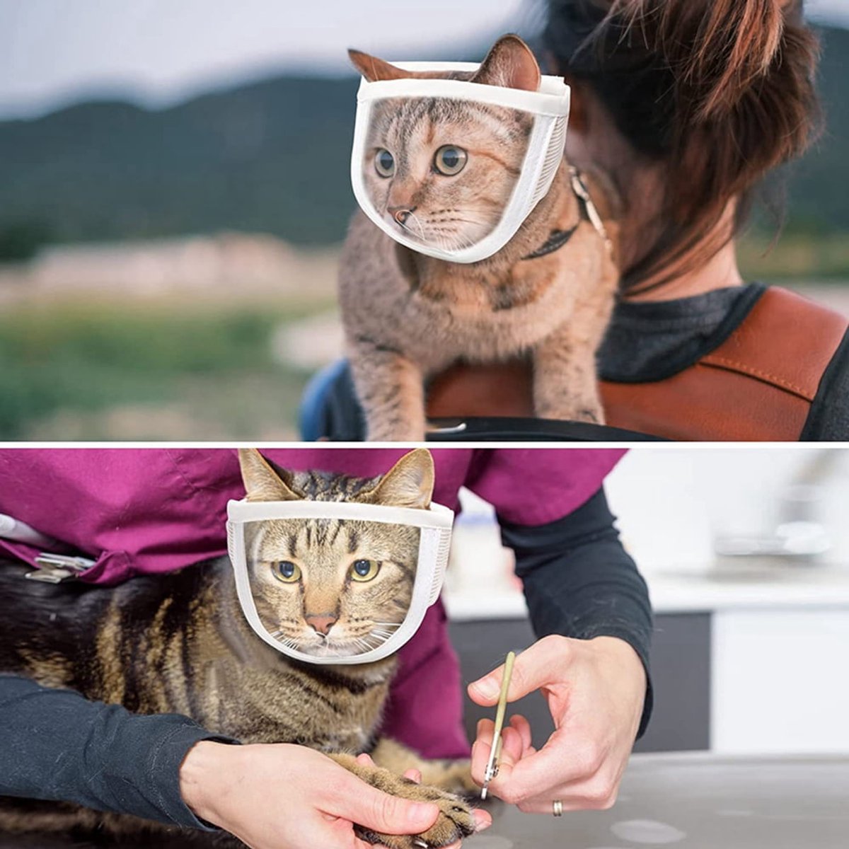 1 Piece - Adjustable Visor - Muzzle with Wide Field of View - Breathable and Bite-Resistant Muzzle - Muzzle for Cat Grooming(S:Suitable for cats with a head — image 4