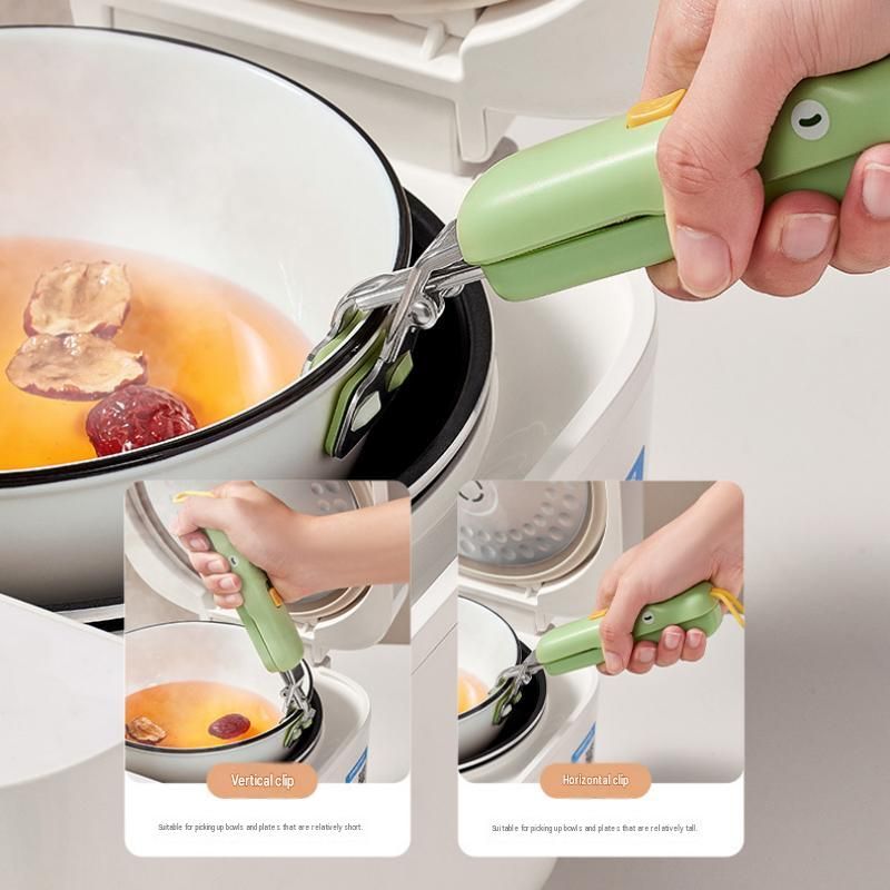 Anti-Scald Bowl Lifter - Silicone Grip, Stainless Steel Clamp, Locking Storage - Safe Hot Dish Removal for Steamer and Rice Cooker — image 4