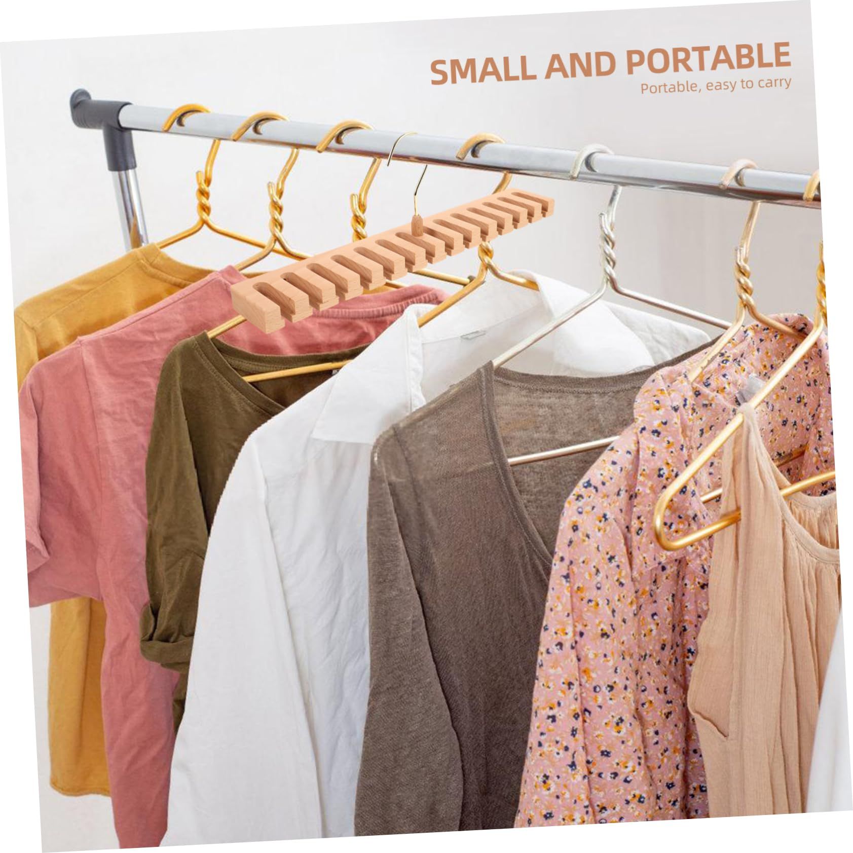 2 in 1 Wooden Wall Mount Belts Organizer, Belt Rack Organizer with 360° Swivel Hook, Tie and Belt Organizer — image 4