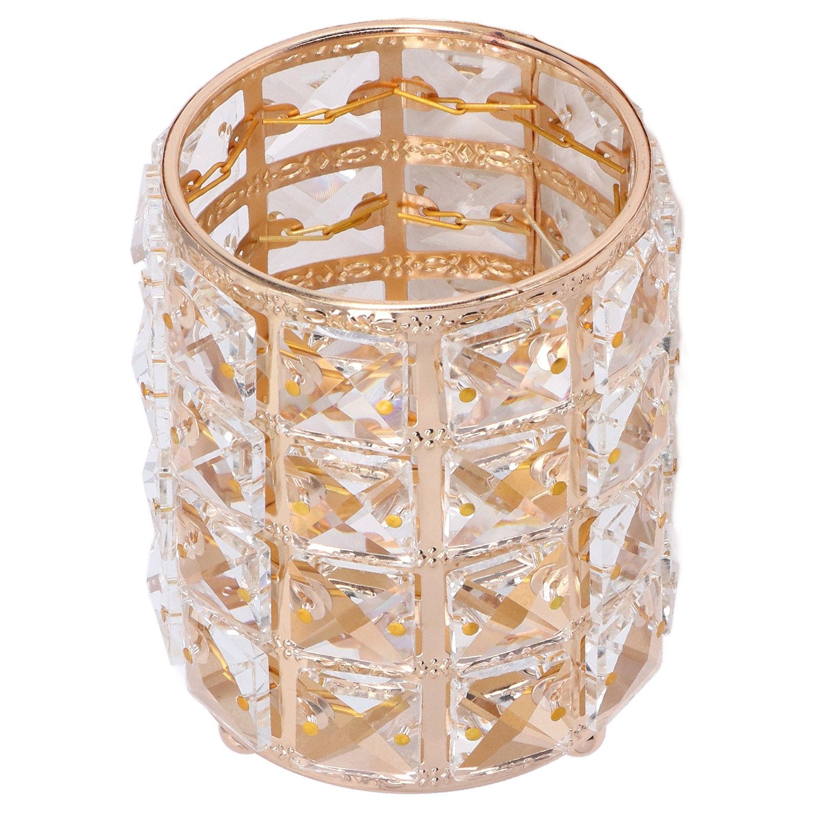 Crystal Makeup Brush Holder European Style Rounded Crystal Glass Cosmetic OrganizerGold โ image 5
