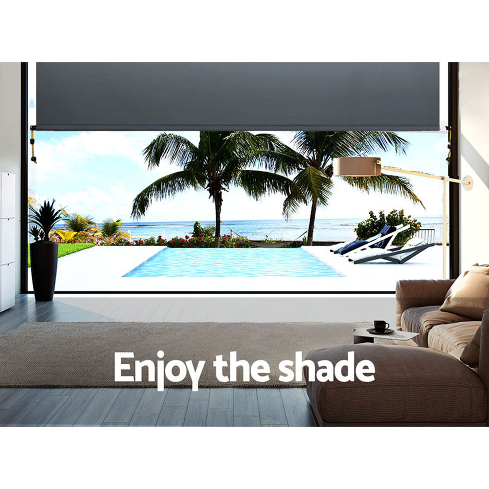 Instahut 2.4X2.5M Outdoor Blinds Awning Roll Down Canopy Retractable Outdoor Blinds Window Shade Grey โ image 5