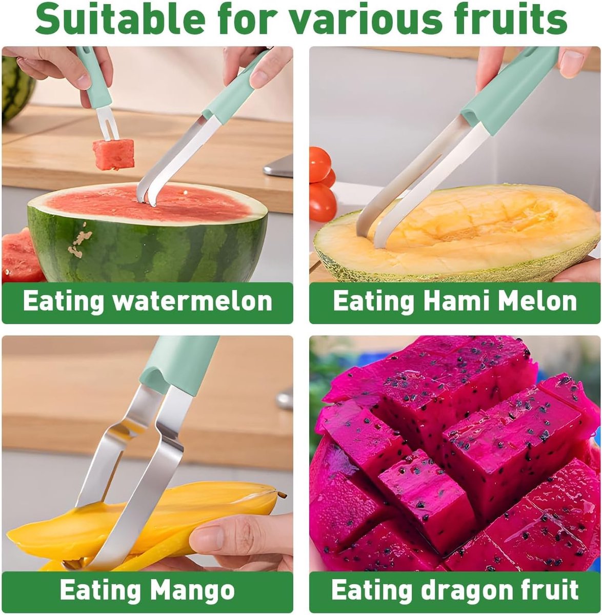 3 In 1 Melon Slicer - Fruit - Cutting - Stainless Steel - Durable - Knife - Fruit Slicer - Fruit Decoration - Small Knife - Toolsformen — image 4