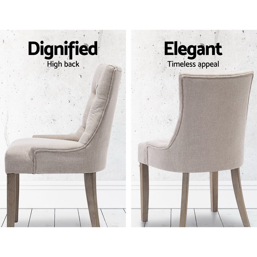Artiss Dining Chairs Set of 2 Linen French Provincial Beige โ image 5
