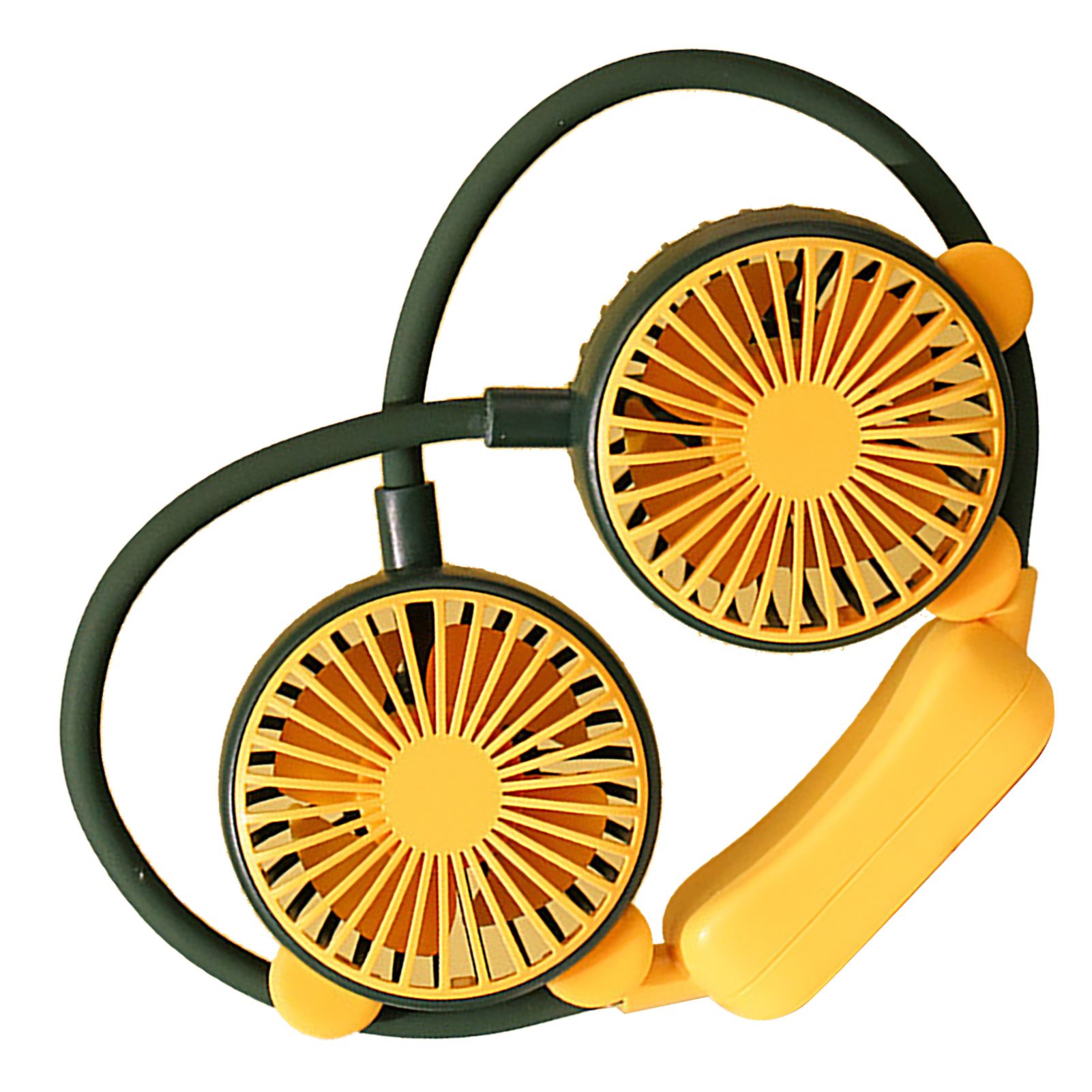 Portable Neck Fan Bendable Wearable USB Rechargeable Hand Free Mini Hanging Fan for Office Travel Green — image 3