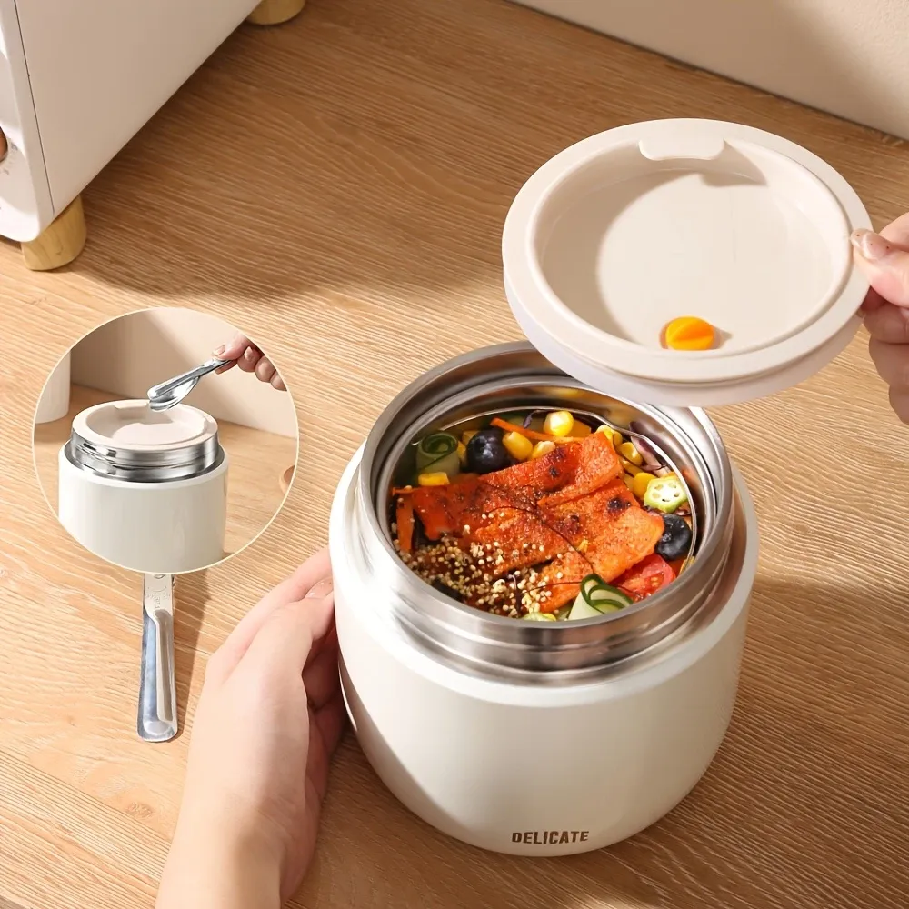 304 Stainless Steel Vacuum Insulated Lunch Box with Leak-Proof Lid – Portable Thermal Food Jar, 6-12H Heat Retention, Perfect for Office, School, Travel & Hot — image 5