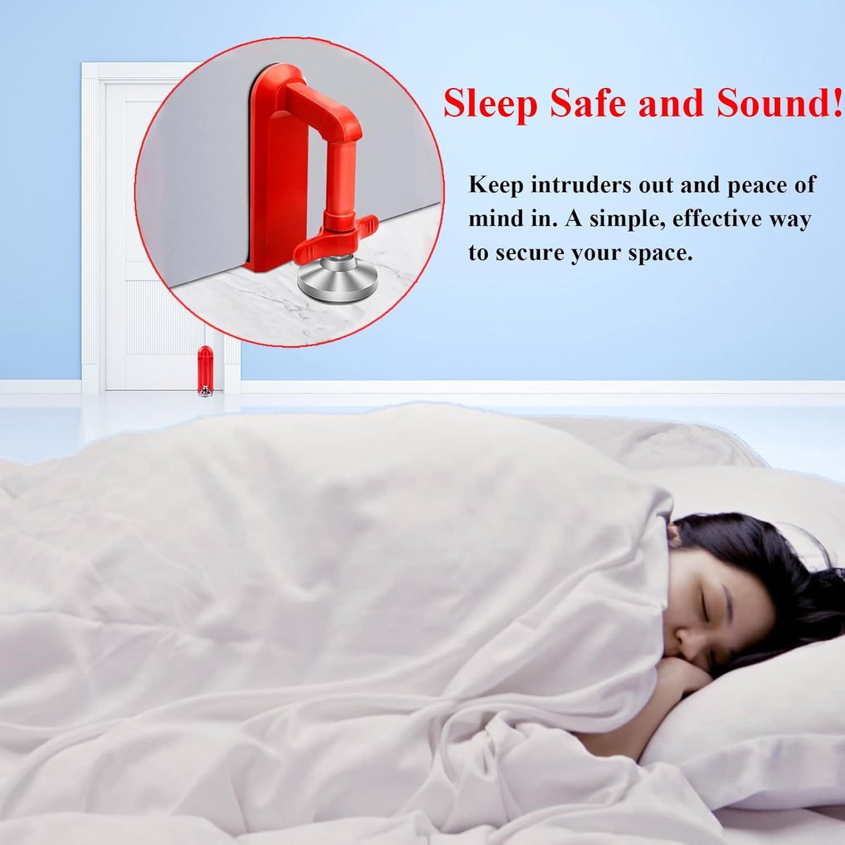 Door security - portable door locks for theft protection while traveling, security for hotel rooms and apartments - drill-free garage door for women and โ image 2