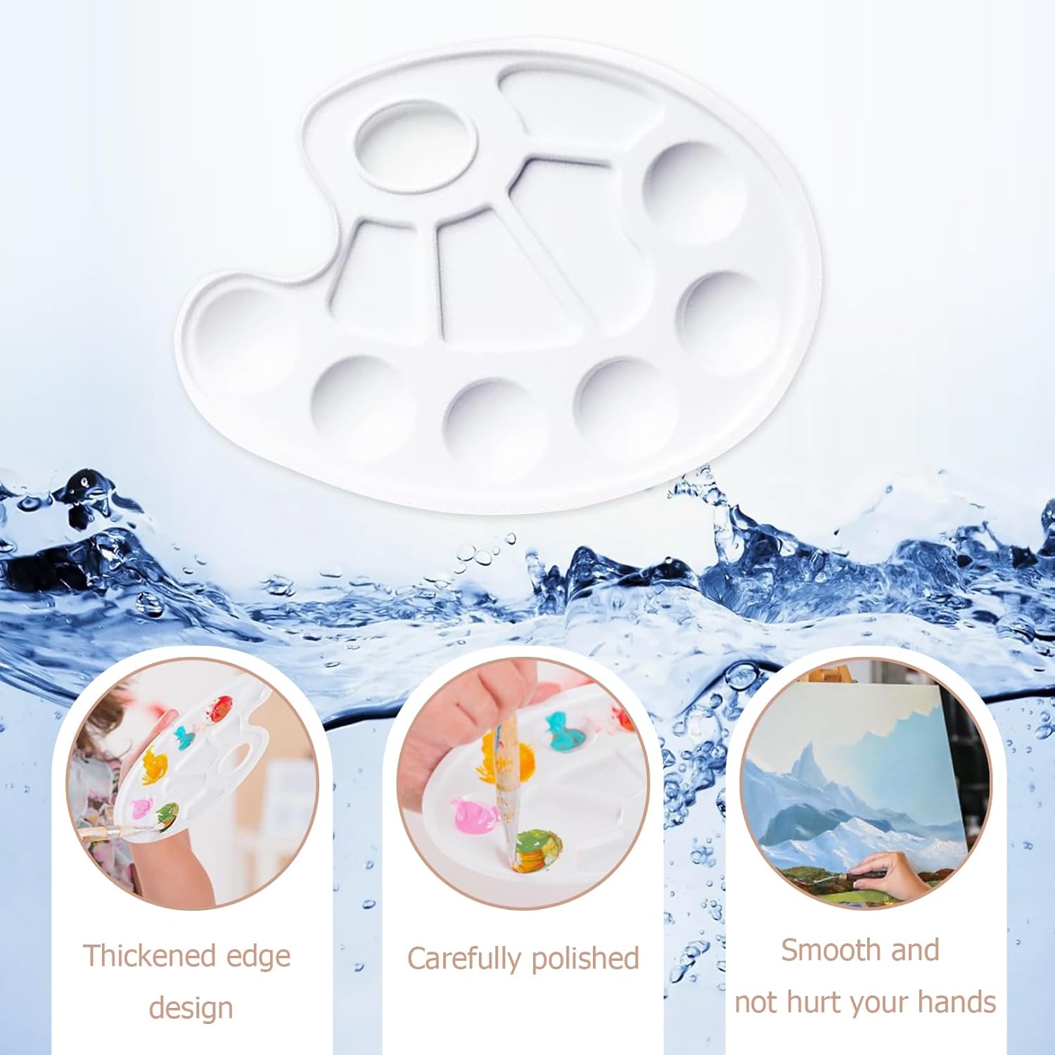 10-hole white round paint palette for watercolor โ image 3