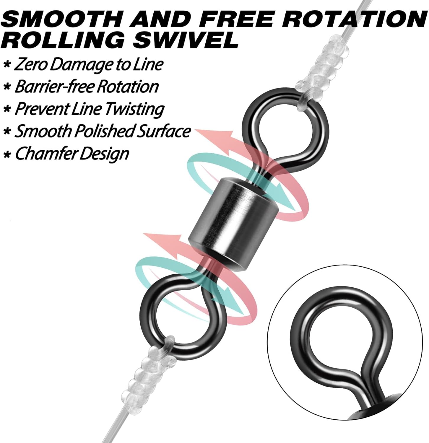 Fishing Barrel Swivels, 40 to100-Pack Swivels Tackle Freshwater Saltwater Swivel Rolling Heavy Duty Stainless Steel Lures Leaders Line Connectors Terminal — image 5