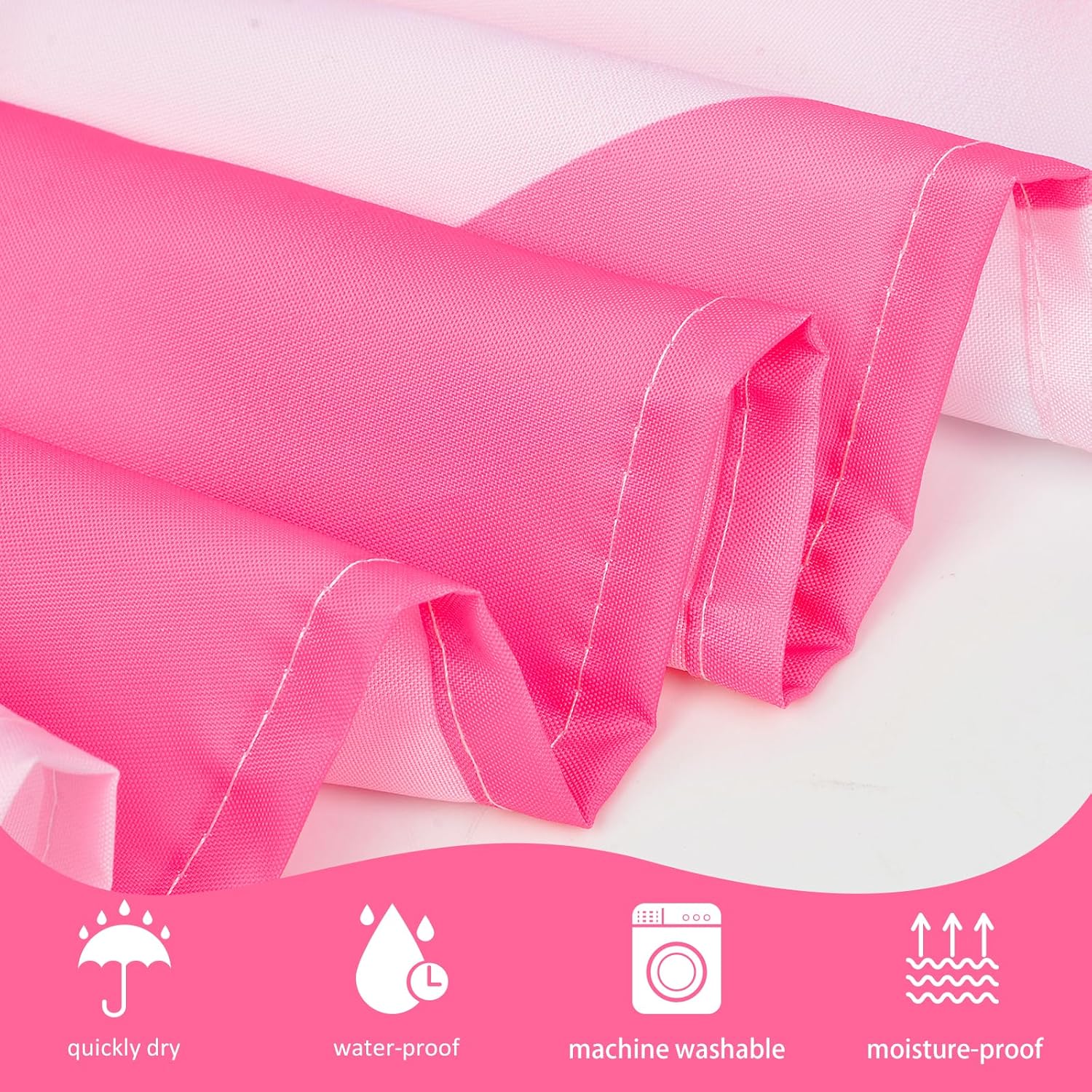 Pink Shower Curtain for Bathroom Cute Wavy Swirl 70S Abstract Retro Vintage Preppy Aesthetic Fabric Waterproof Bathroom Shower Curtains Set with Hooks 72x72 โ image 4