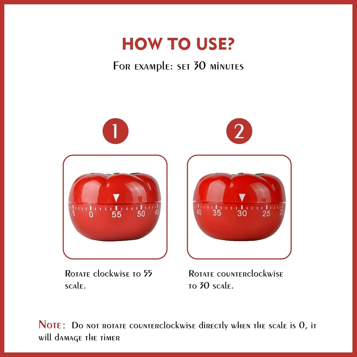 Mechanical Kitchen Timer with Tomato-Shaped Countdown — image 6
