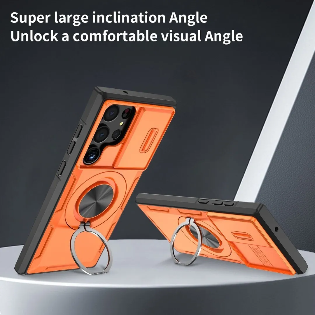 2-in-1 Magnetic Sliding Lens Case, Orange for Samsung S23Ultra — image 3