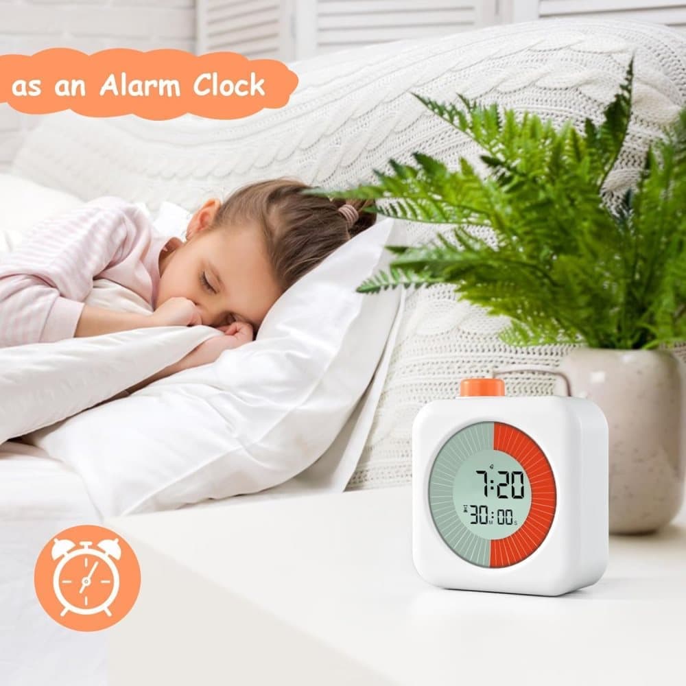 60 Minutes Digital 3-in-1 Timer with Clock and Alarm, White — image 5