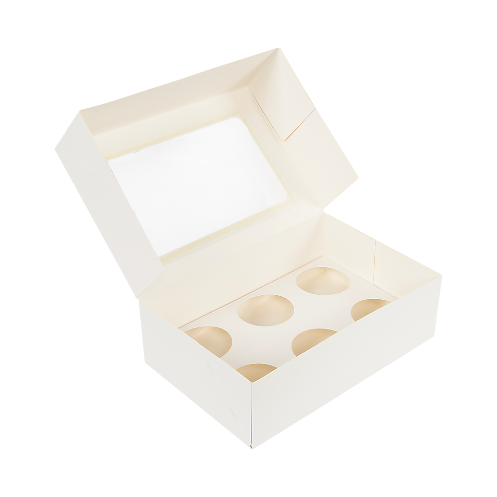 Cupcake Box 6 Holes Window Cake Party Favour 100 Boxes — image 5