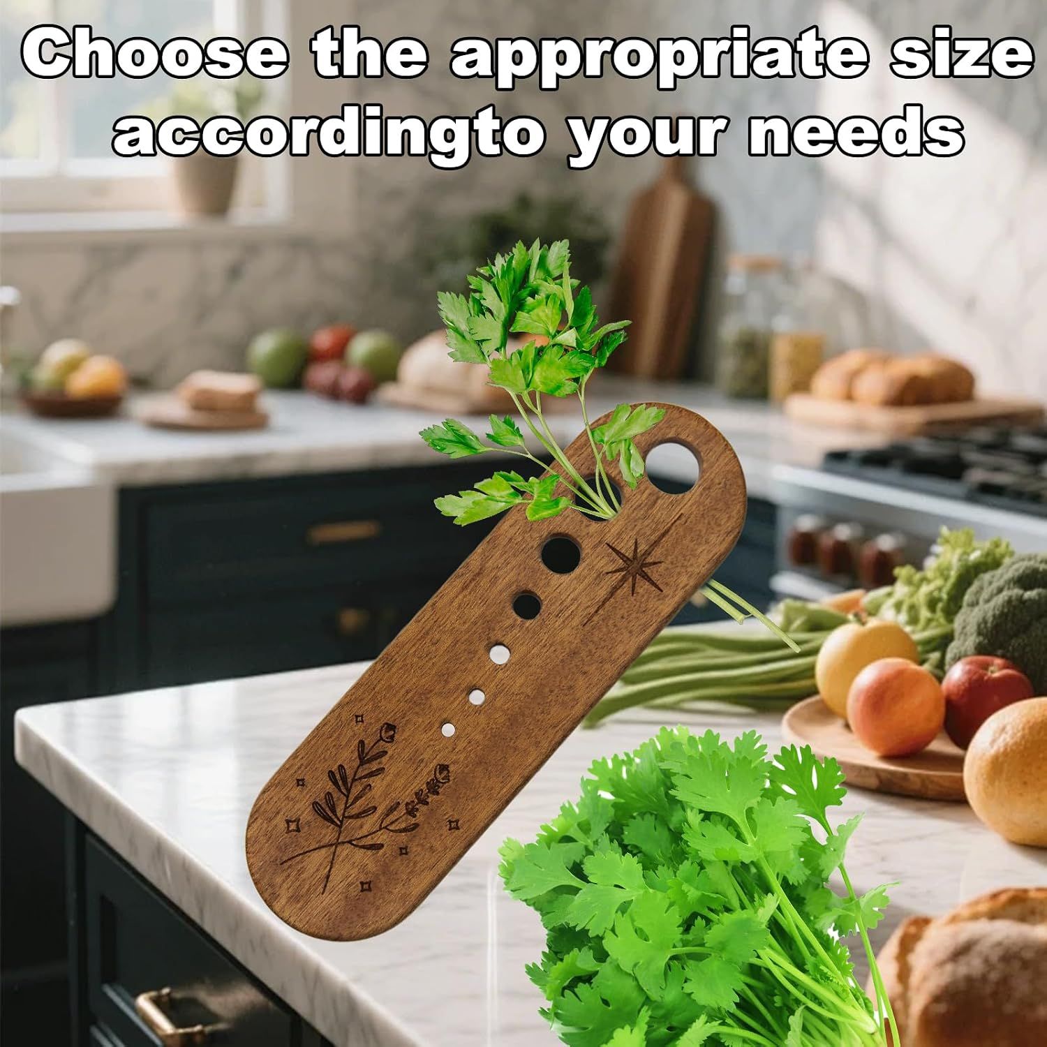 Wooden Herb Stripper Bowl, Vegetable Leaf Separator Tool for Removing Kale, Rosemary and Herb Leaves in Home Kitchens and Restaurants — image 5