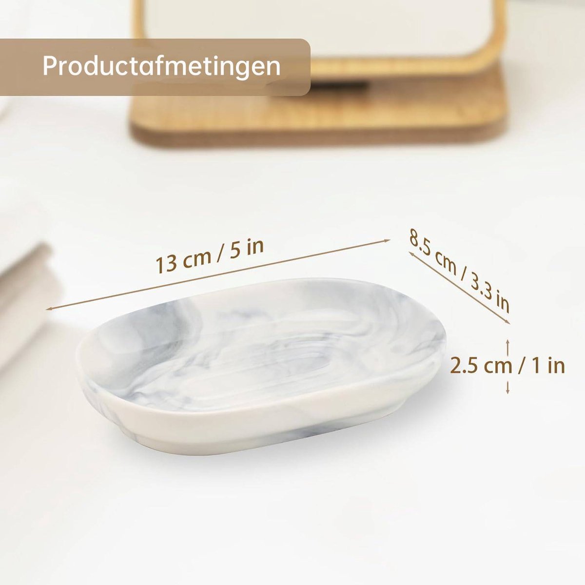 Soap Dish - Ceramic Soap Dish - Non-Slip Marble Soap Dish - Bathroom Soap Holder - Suitable for Bathroom, Shower, Kitchen and Travel — image 5