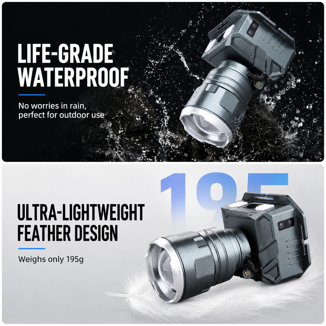 Multifunctional Outdoor LED Headlamp with Motion Sensor and Telescopic Zoom Focus - 4 Colors Light and 9 Modes, 110° Angle Adjustment, Digital Power — image 5