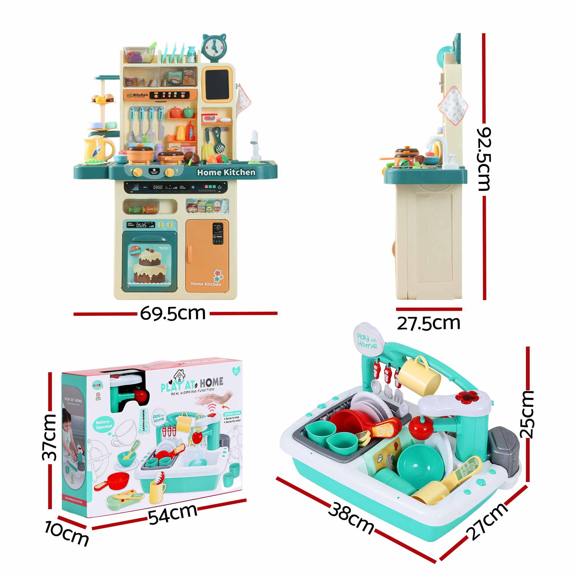 Keezi 2 Piece Kids Pretend Kitchen and Washing Playset Sink Toys — image 2