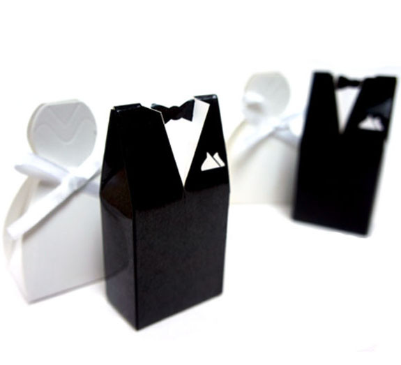50 Pack of 25 Bride Gown and 25 Groom Tux Wedding Bridal Bomboniere Favor Candy Choc Almond Box - NW โ image 5