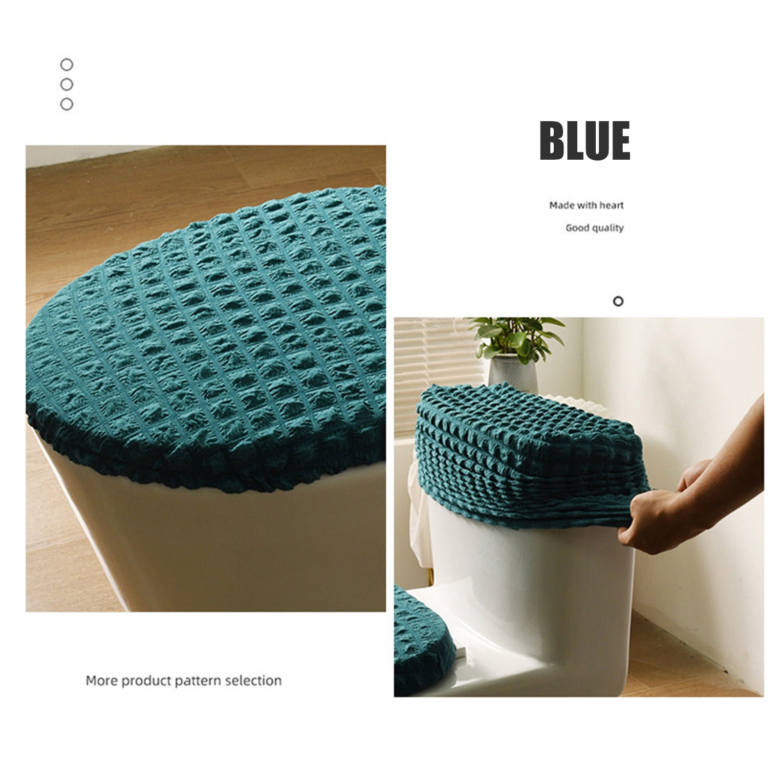 Toilet Lid Cover and Toilet Tank Cover Stretch Toilet Covers Set for Bathroom, Split Toilet Cover, Polyester Spandex Fabric, Machine Washable, with Elastic โ image 5