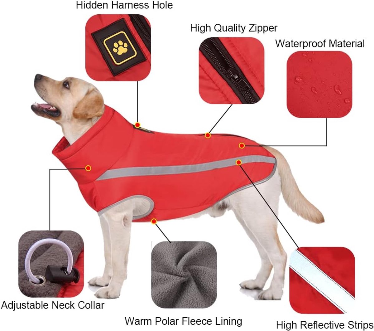 Dog Coat - Waterproof and Warm for Winter - Warm Dog Jacket - Windproof Fleece for Puppies - Reflective Outerwear - Cold Weather Vest - Perfect for Small — image 5