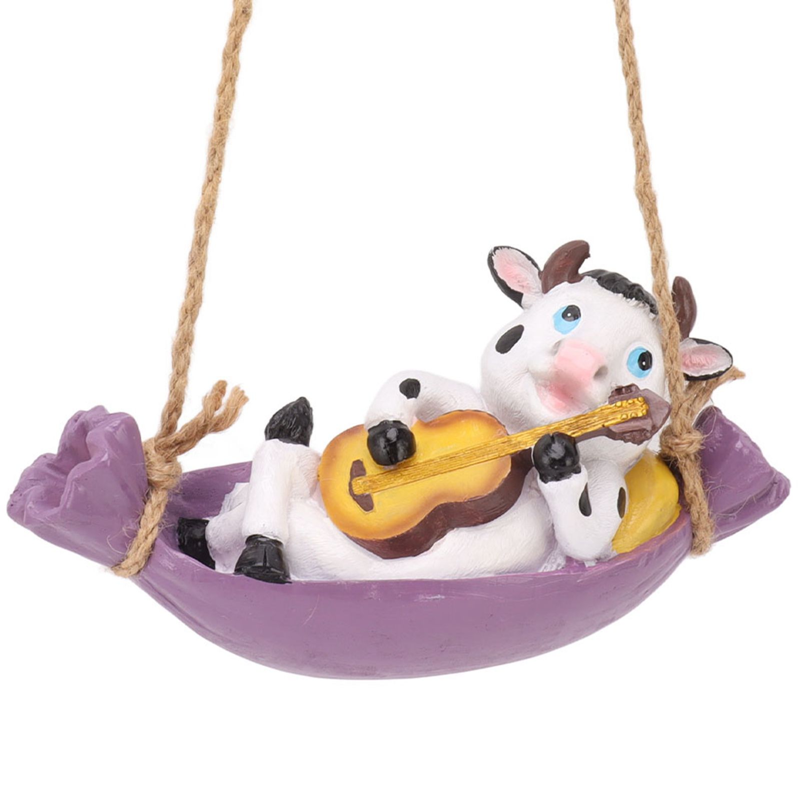 Cow Playing Guitar Garden Statue Vivid Cute Hanging Resin Cattle Sculpture Art Decoration for Lawn Patio Courtyard Dairy Cow โ image 4