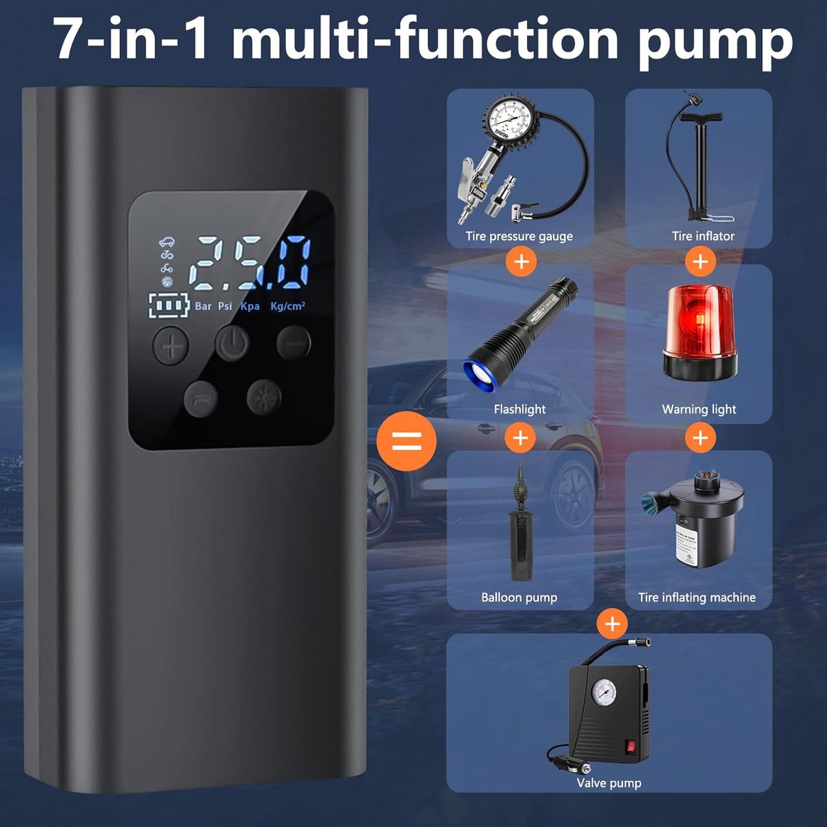 Bicycle pump - Electric bicycle pump - Bicycle pumps - 150 PSI electric air pump - 6000 mAh - Battery compressor - Mini portable air pump for bicycles - For โ image 2