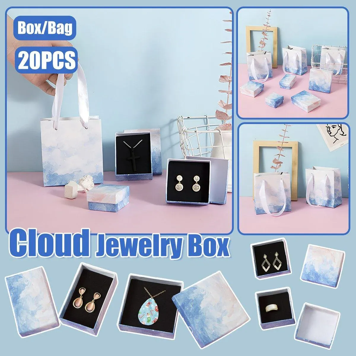 20PCS Cloud Jewelry Box Earrings Necklace Ring Bracelet DisplayOrganizer - 9*9*3cm(Box) — image 2
