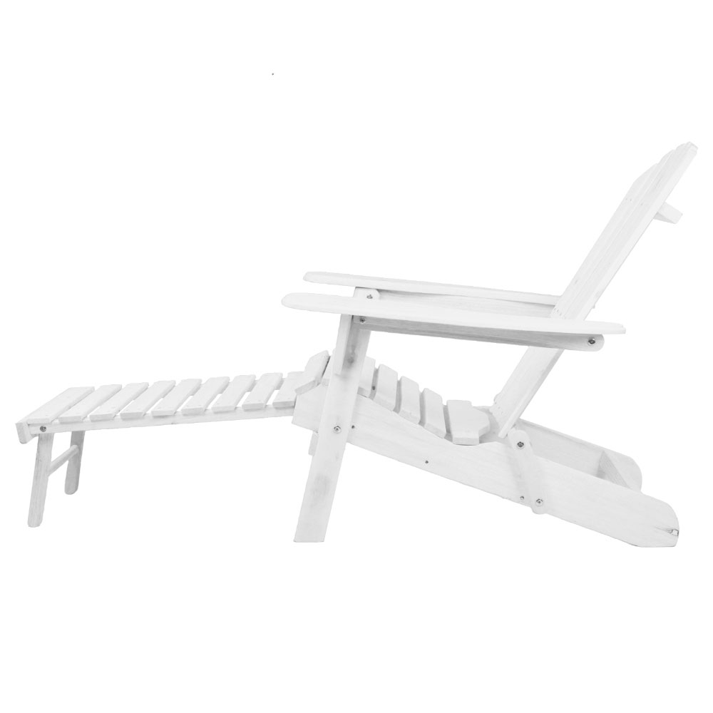 Gardeon 3PC Adirondack Outdoor Table and Chairs Wooden Sun Lounge Beach Patio White โ image 4