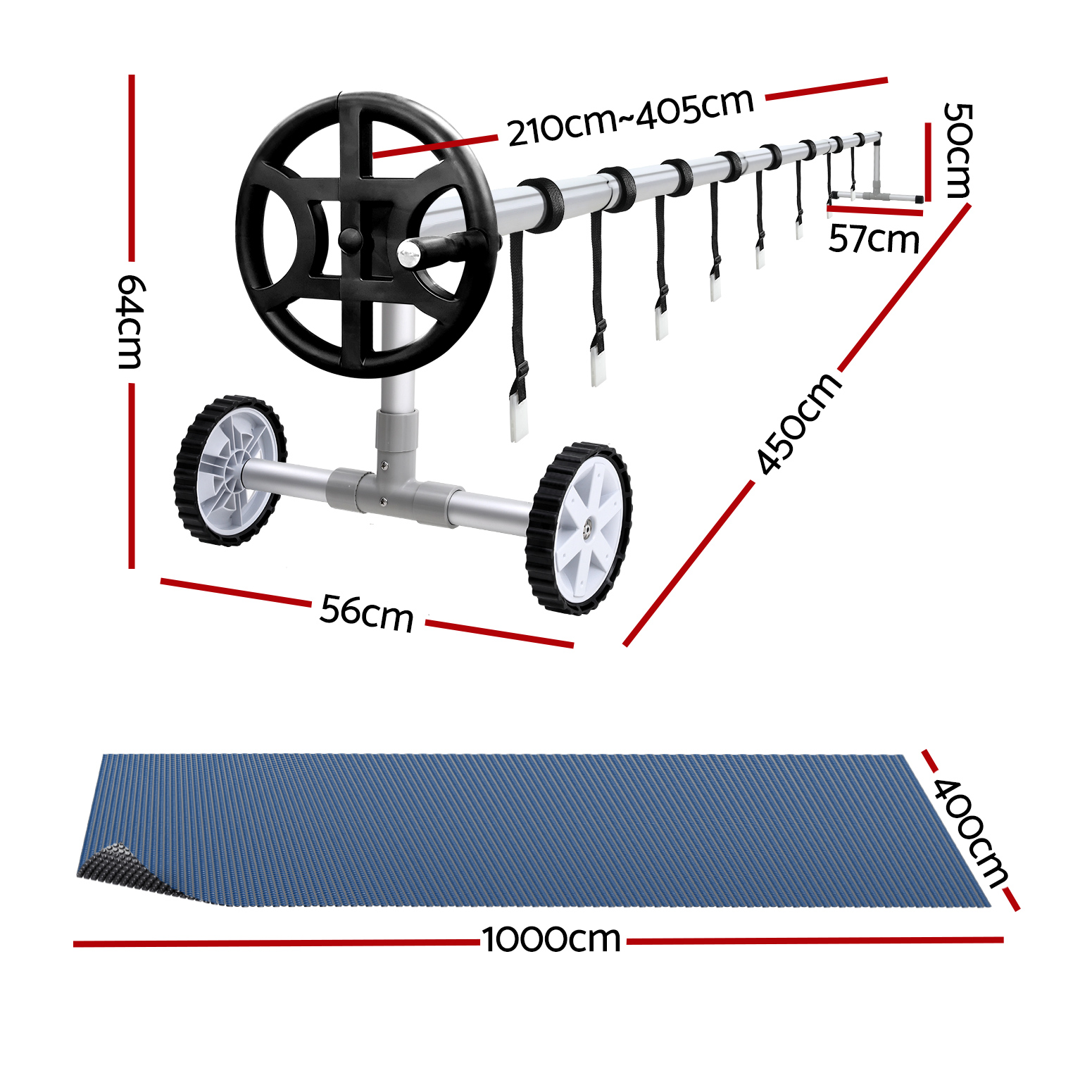 Aqua Buddy Pool Cover 600 Micron 10x4m w/ Roller 4m Swimming Pools Black Solar Blanket โ image 2