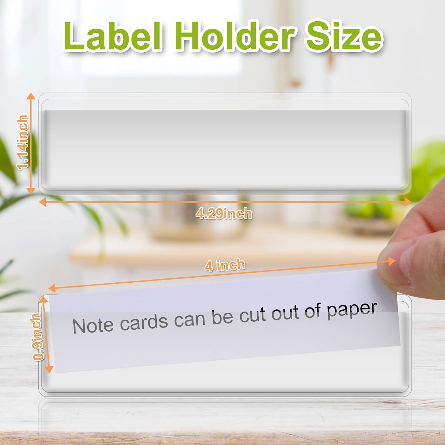 Label Holders Adhesive Shel Tags - 50Pcs Clear Plastic Labels or Storage Bins with Name Label Badge Inserts, Removable Adhesive Pockets or Shel Mailbox Binders — image 2