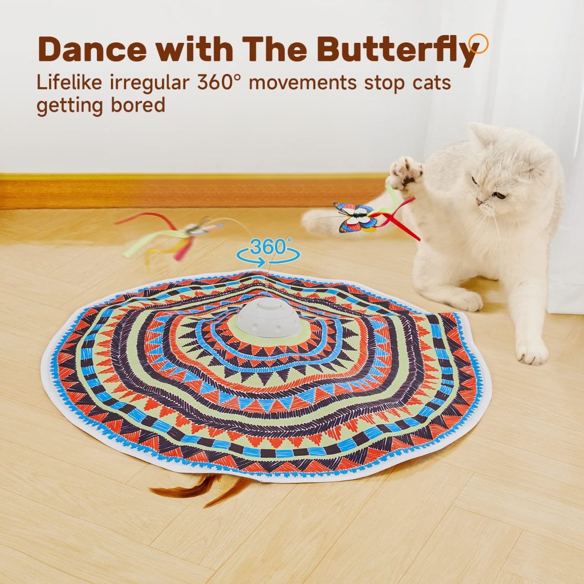 Cat Toy Interactive Spinning Cat Toy Butterfly Attachment Cat Toy Feather โ image 2
