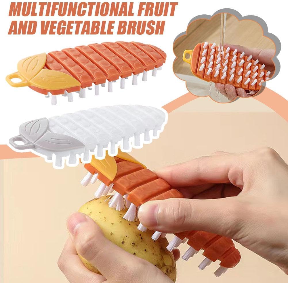 Vegetable Brush,Potato Brush Cleaning Brush,Multiple Fruit Vegetable Cleaning Brush,Vegetable Brush Scrubber for All Kinds Fruits Vegetables (Orange) — image 2