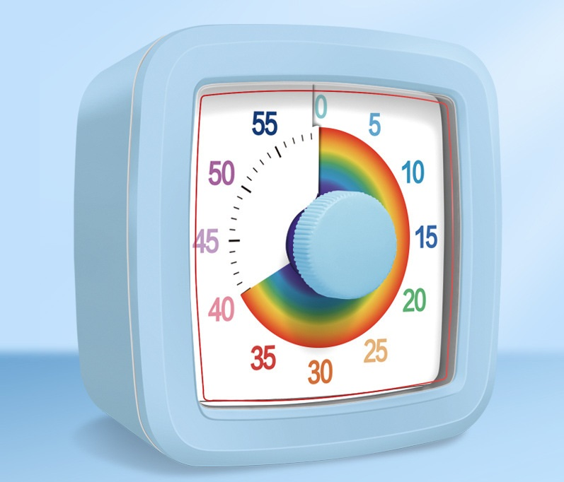 Blue Visual timer for kitchen โ a 60-minute rainbow countdown timer, silent operation, suitable for cooking, studying, and everyday tasks. Battery powered