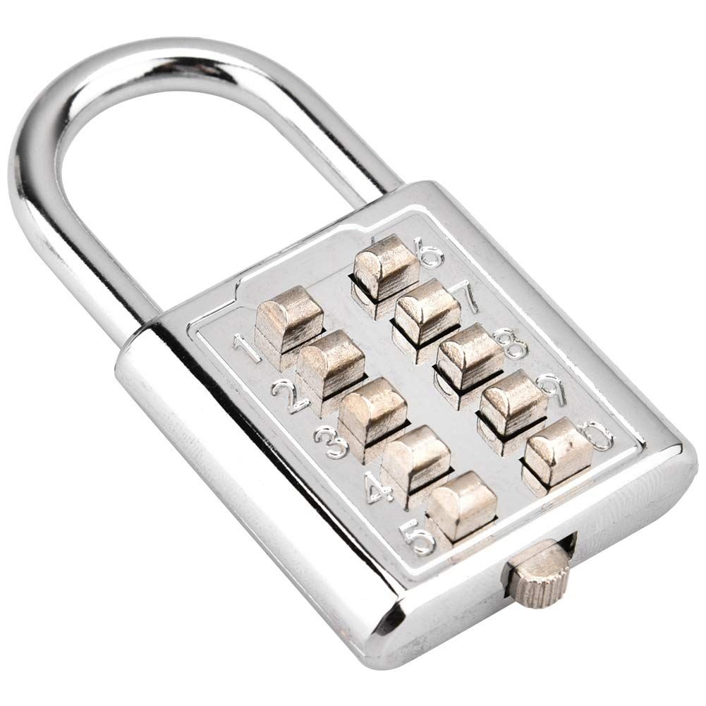 10 Digit Push Button Combination Padlock, Zinc Alloy Cabinet Locker Combo Lock & Blind Bouton Padlock,5 Digit Password Padlock for School Gym Locker, Sports