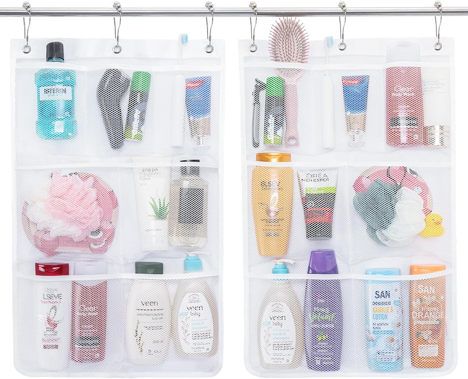 Cruise Essentials Shower Caddy Mt-Have, 7 Pockets Hanging Bathroom Organizer with Quick-Dry Mesh, Portable Shower Bag to Storage Soap, Shampoo, for RVing