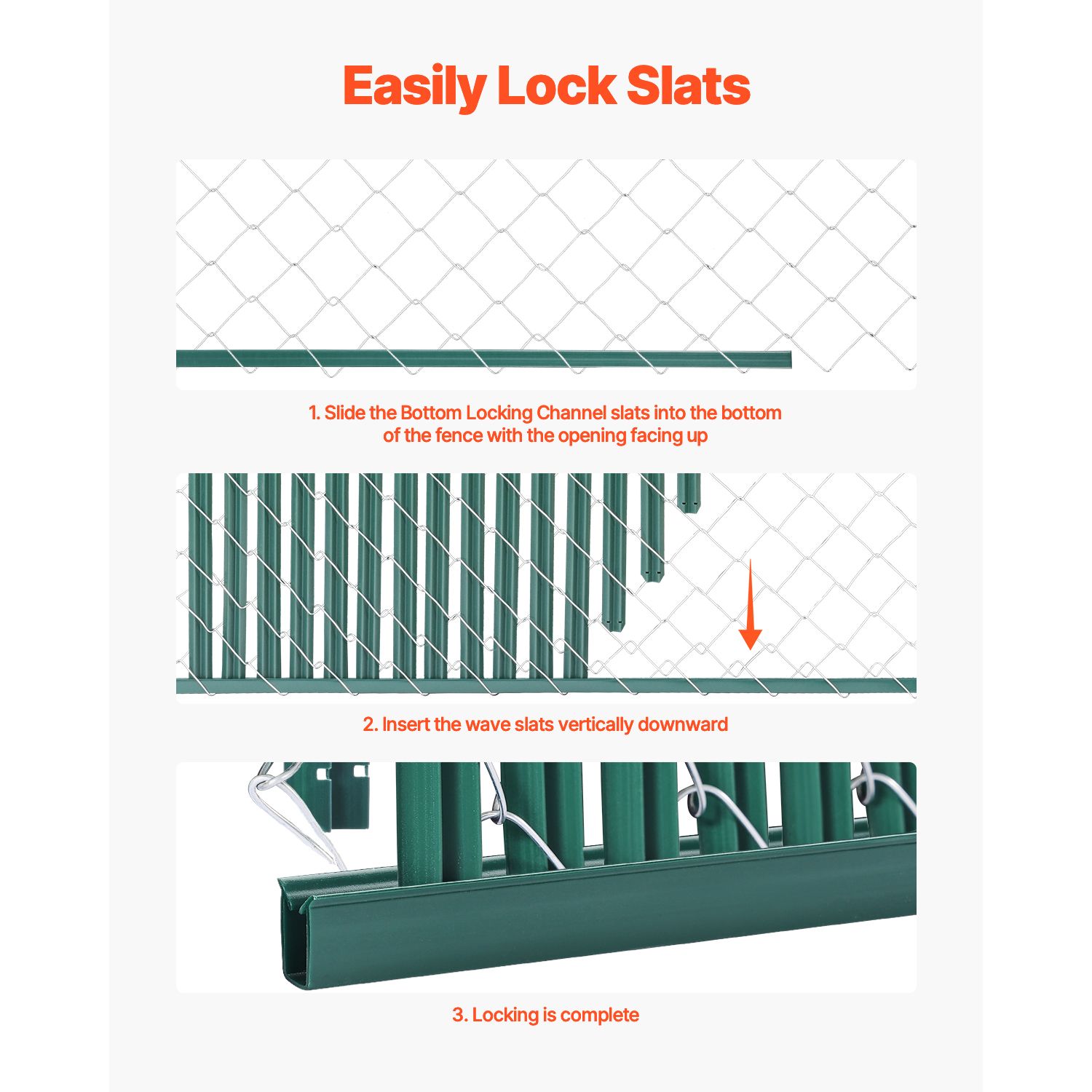 Bottom Locking Privacy Slats, Single-Wall Vertical Bottom-Locking Slats for Chain-Link Fence, High-Density HDPE Chain Link Slats Ideally Fit 1.5 m High Fence โ image 6