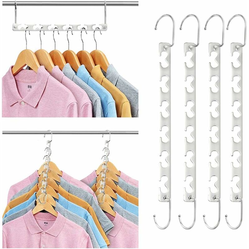 Space Saving Hangers, Magic Metal Hangers Stainless Steel Non-Slip, Multifunctional Space Saving Hanger Organizer In — image 3