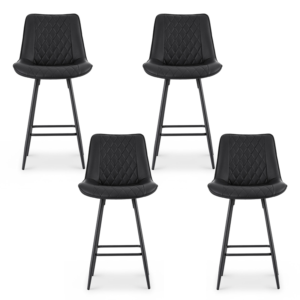 Artiss 4x Bar Stools Kitchen Dining Chair Counter Stool Diamond PU Leather Black โ image 3